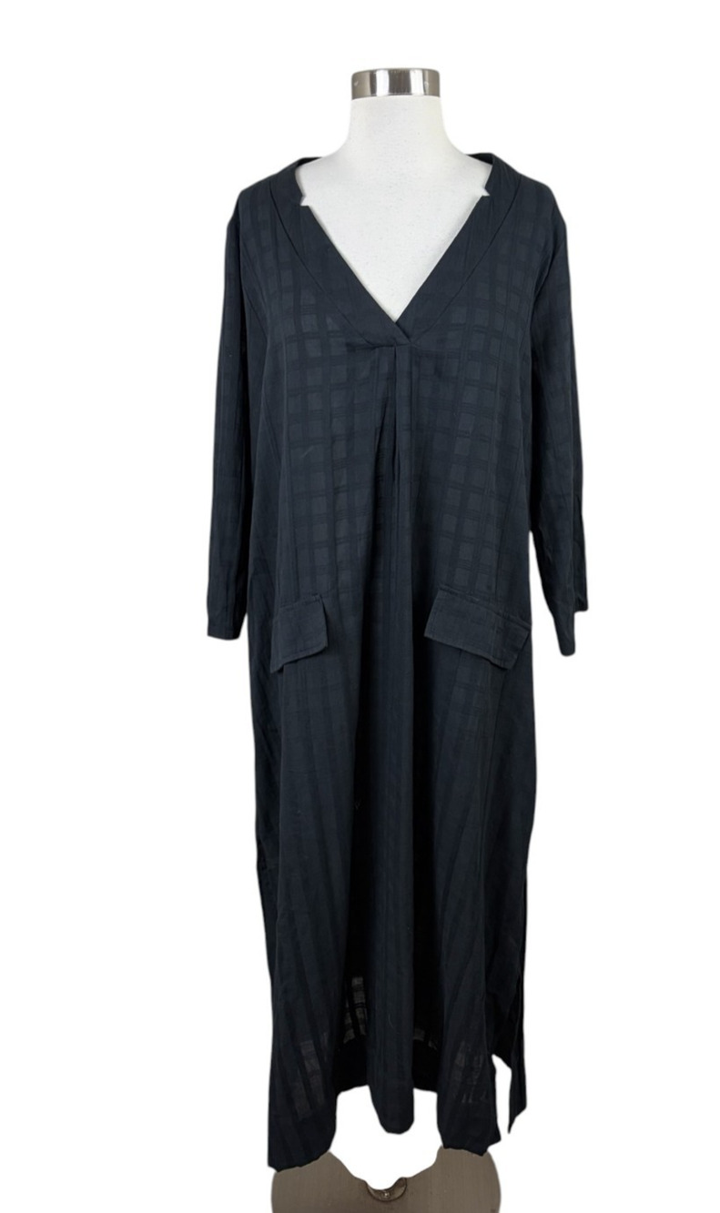 Pomander Place Tuckernuck Black Carolina Caftan Dress Maxi Size XL Minimalist